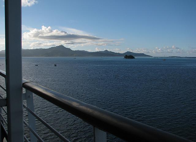 Late afternoon on the veranda, Taha'a in the distance