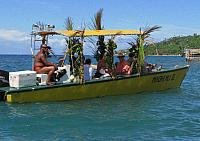 The other boat heads for the motu for lunch.  We were split...half of the group was on the water in the a.m., we were on the 4x4, then we traded after lunch.