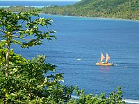 One of the vakas approaching Vaitape